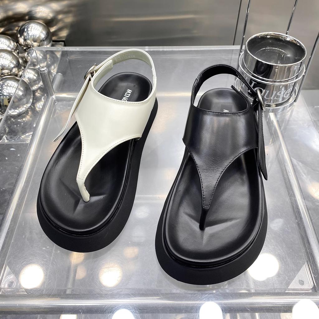 European Station 2025 Summer New Fetal Cow Pure Leather Platform Casual Sandals Fashion Simple Versatile Toe Sandals Women