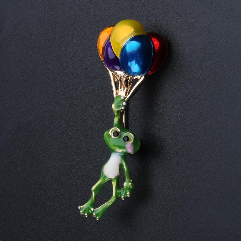 Cute and Funny Frog Hot Air Balloon Pin Style Frog Brooch Pin Lapel Pin Brooch for Any Occasion Animal Brooch Pin