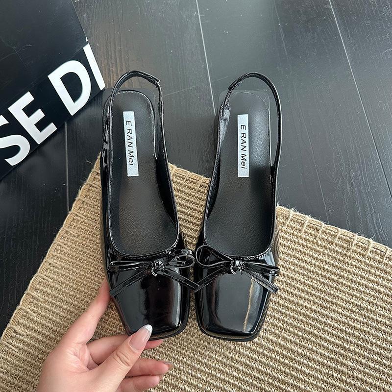 French retro square head thick heel Mary Jane shoes girl 2025 new summer versatile fairy style bag head large size sandals