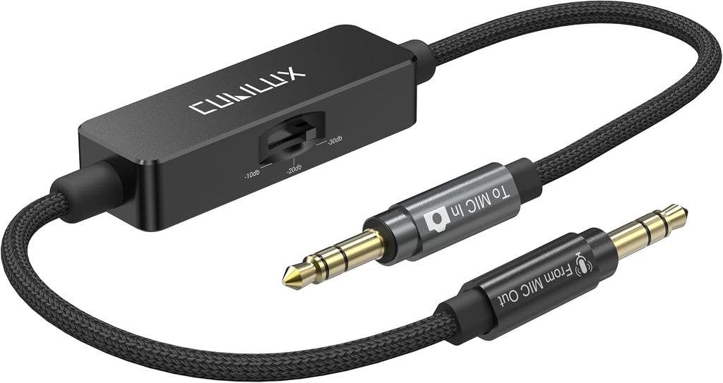 Cubilux כבל מפחית אות 3.5 מ"מ TRS Line למיקרופון ניתן להחלפה 10dB 20dB
