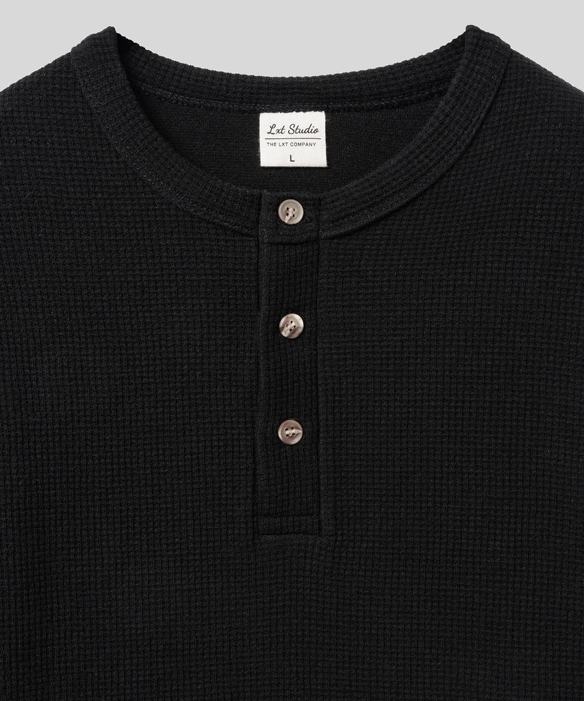 LXT Waffle Henley Neck Crop T-Shirt [Black]