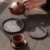 Retro Alloy Round Square Coaster Tea Set Accessories Lucky Cloud Pattern Cup Holder Insulation Pad Coffee Mat Desktop Decoration
