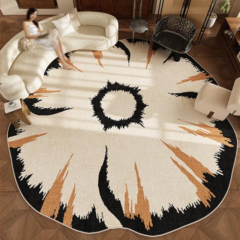 Retro Style Carpets for Living Room Large Area Bedroom Decor Carpet Home Washable Soft Study Rug Flower Shape Non-slip Floor Mat