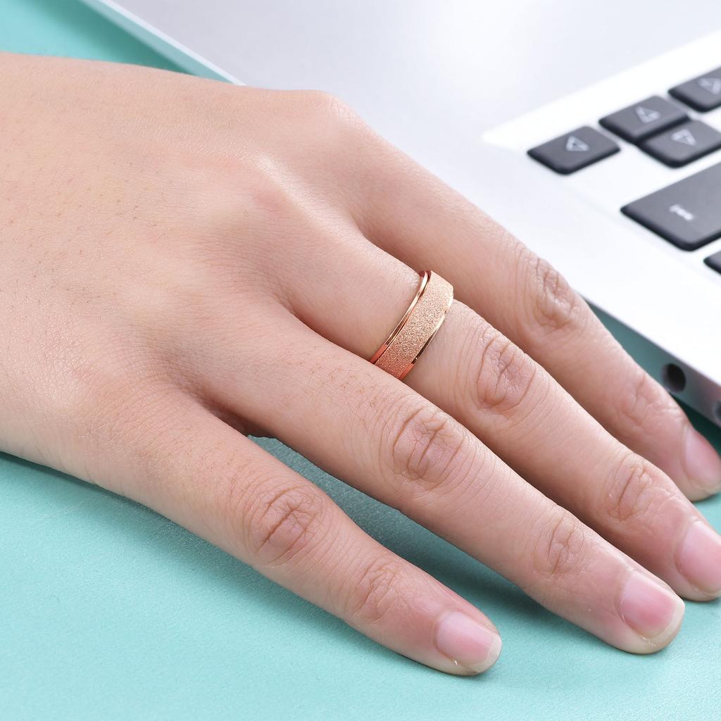 6MM Stainless Steel Matte Rotatable Moving Ring Multi-color Simple and Versatile Decompression Ring Men