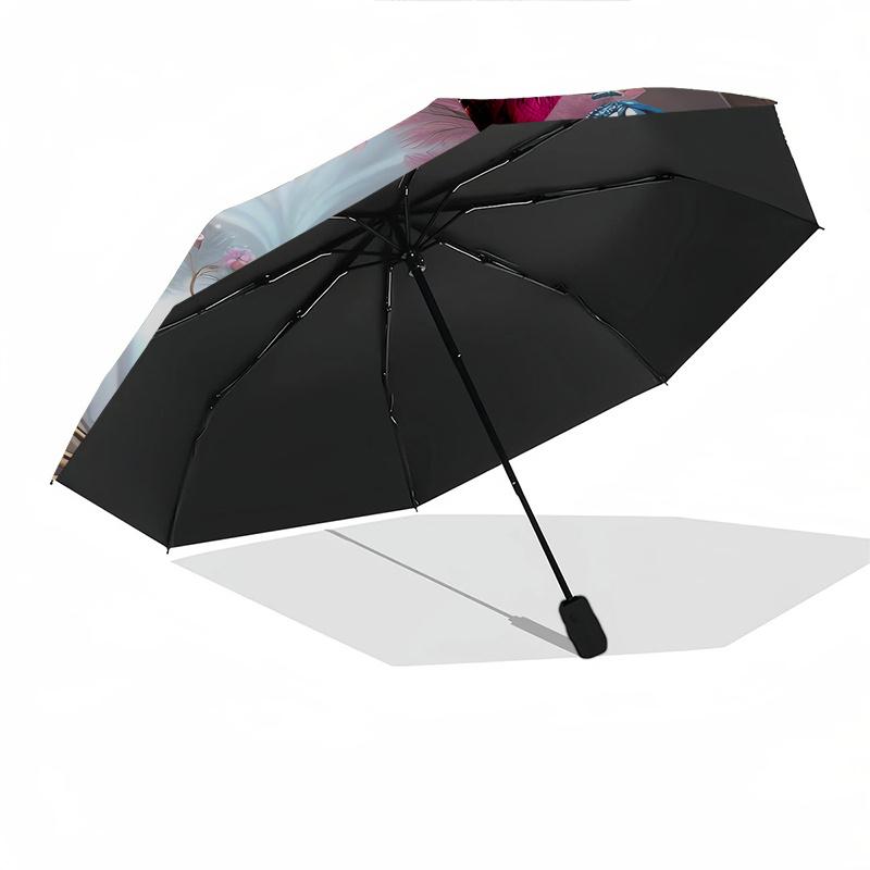 Peacock, Fantasy Theme 8 Bone Hand Automatic Folding Fashion Umbrella, Compact and Portable Design, A Perfect Gift for Birthday, Christmas O