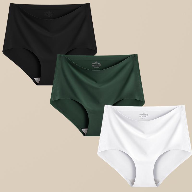 FINETOO 3Pcs Women's Panties Seamless Underwear Invisibles Briefs High Waist Full Coverage Breathable Moisture Wicking Underpant