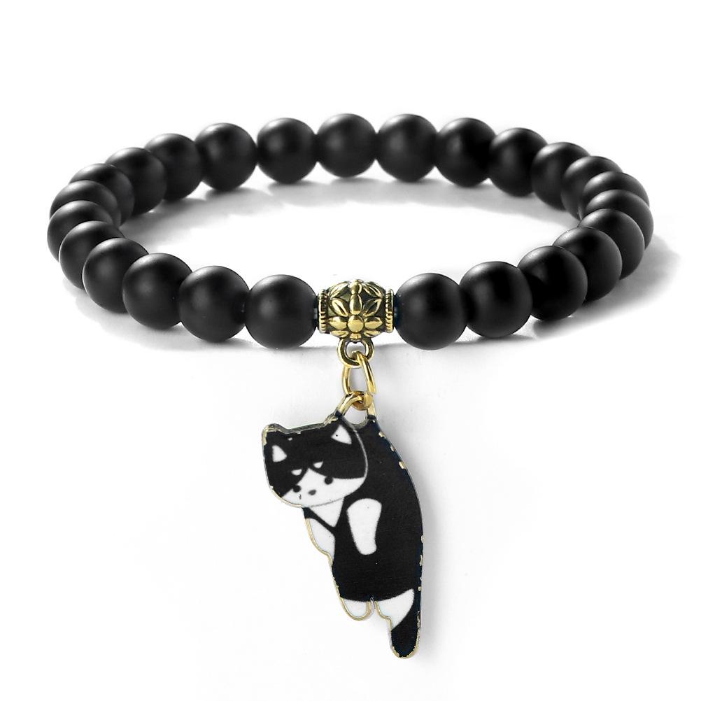 Adorable Kitten Charm Elastic Beaded Bracelet for Kids