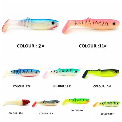 5PCS Silicone T-tail Bait Worm Minnow Bass Lure Fishing Swimbait Soft Lures  Pike
