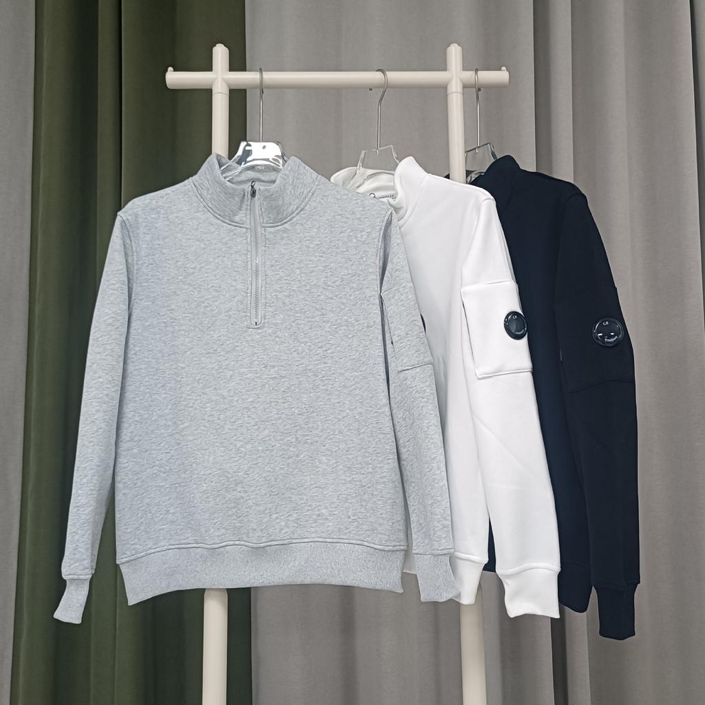 CP cross-border factory spot cp semi-zipper fleece sweater solid color pocket lens badge men and women of the same style 1