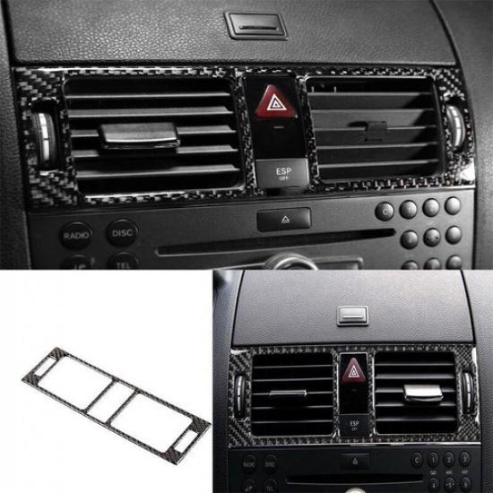 2007-2014 Real Carbon Fiber Middle Console Air Outlet Vent Trim For Benz C-Class