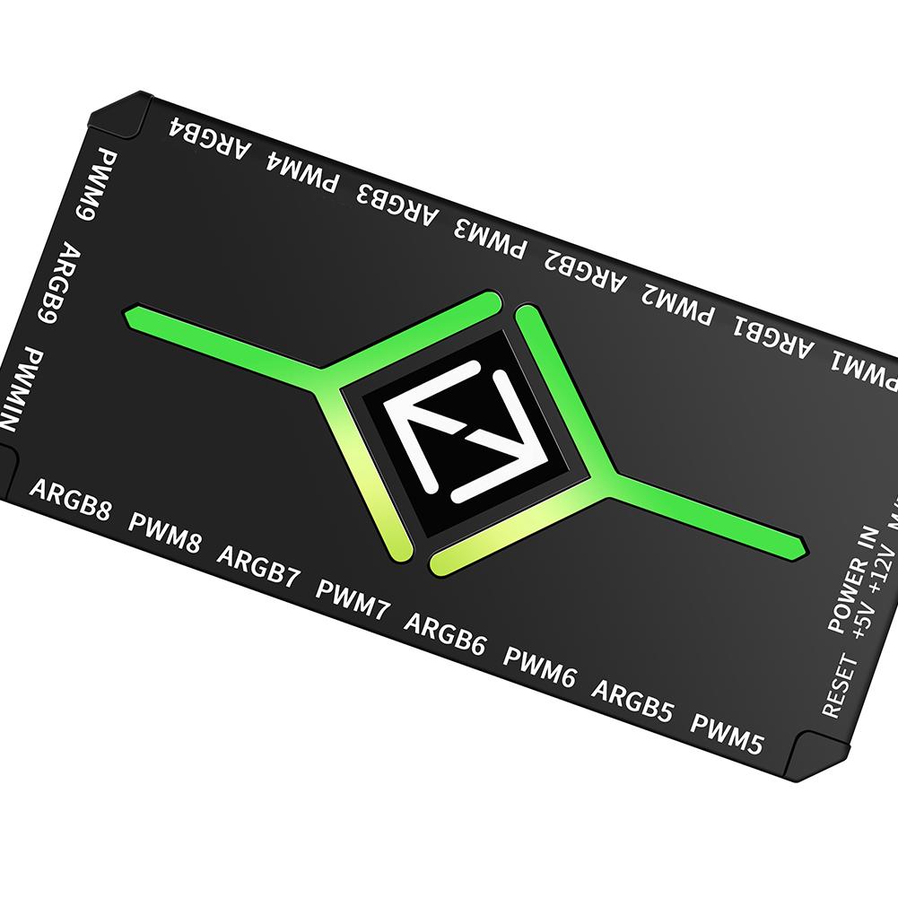 1 To 9 3 in 1 5V 3 Pin ARGB Controller Cooling Fan Hub with Remote PWM ARGB Fan Hub for 5V Addressable ARGB Computer PC Case Fan