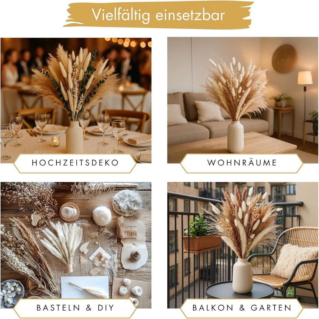Feather Decoration 44cm High - Beautiful Bouquets, Dried Flowers, Feather Grass - Used For Wedding Or Dried Flower Decoration.