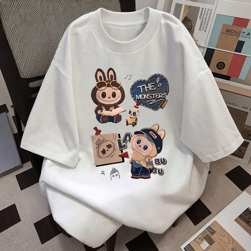 

LABUBU printed short-sleeved T-shirt summer loose unisex top 6XL