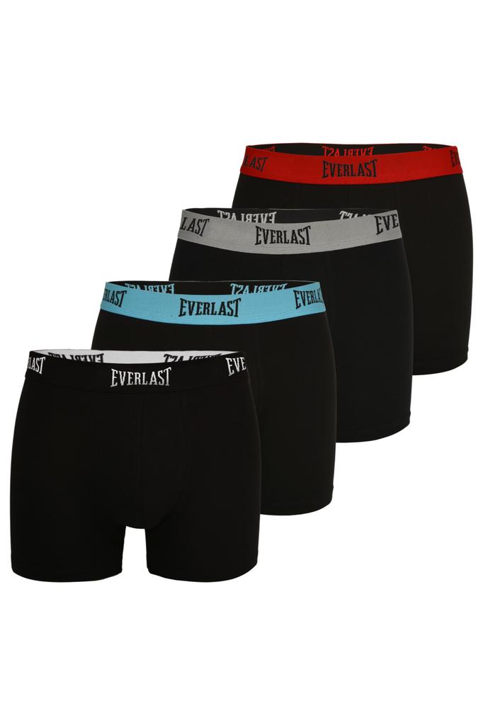 EVERLAST Men's Boxer Shorts Cotton Logo Black Set of 4