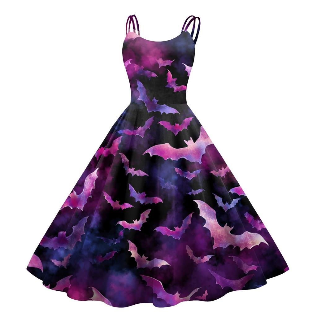 Kvinners Halloween-trykk Sexy Off-The-Shoulder Punk Vintage Kjole
