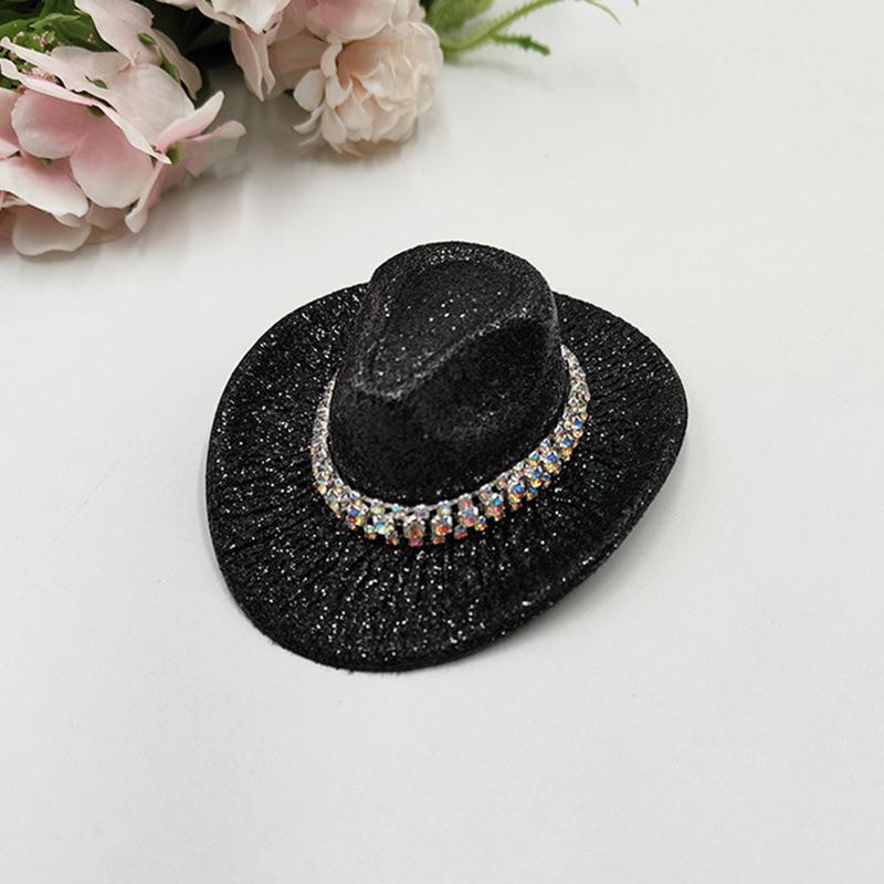 Holographic Neon Glitter Mini Cowboy Hat Western Theme Party Decoration Shiny Prop for Birthday Festival Events