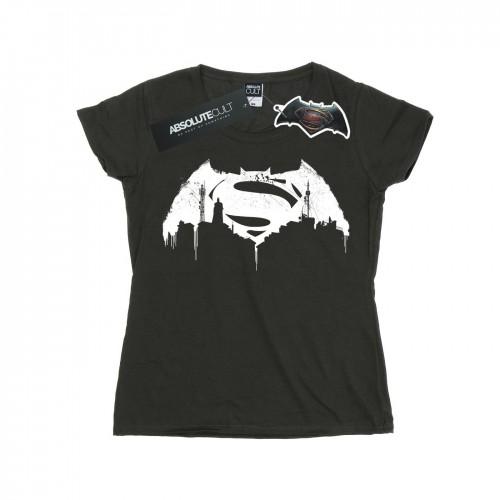 DC Comics Womens/Ladies Batman v Superman Beaten Logo Cotton T-Shirt