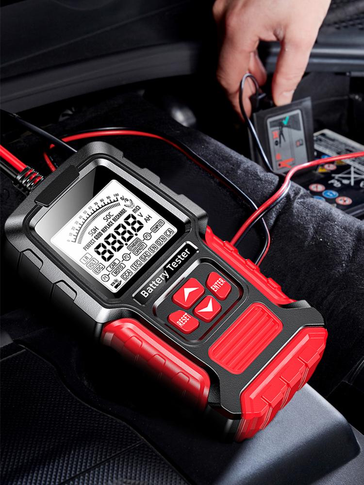 Battery System Analyzer Car Battery Tester LCD Display Digital Analyzer Tester SOH SOC CCA IR Measurement for Car Truck Boat SUV