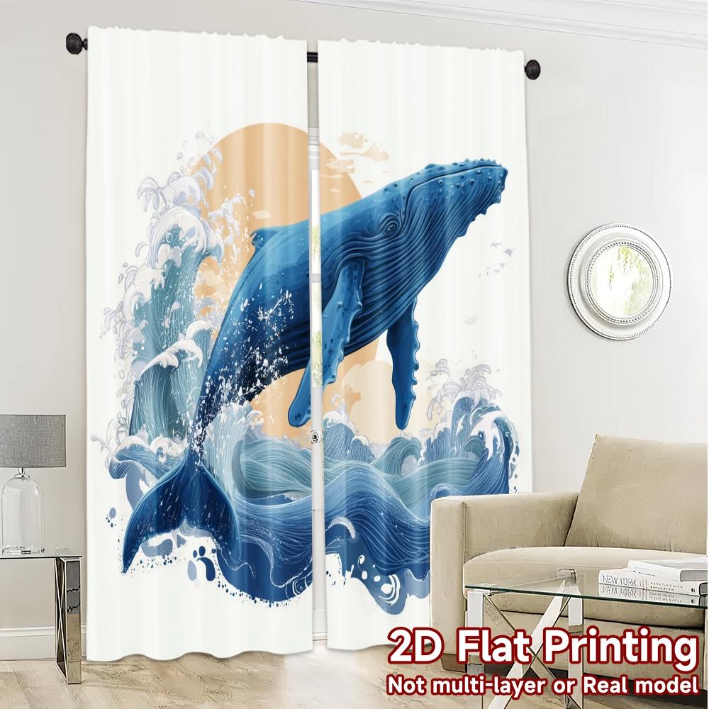 2pcs   2D FLAT PRINTING Curtains (Without Rod) Ocean Symphony Minimalist Chic Curtains Durable Polyester Curtains Home Decor