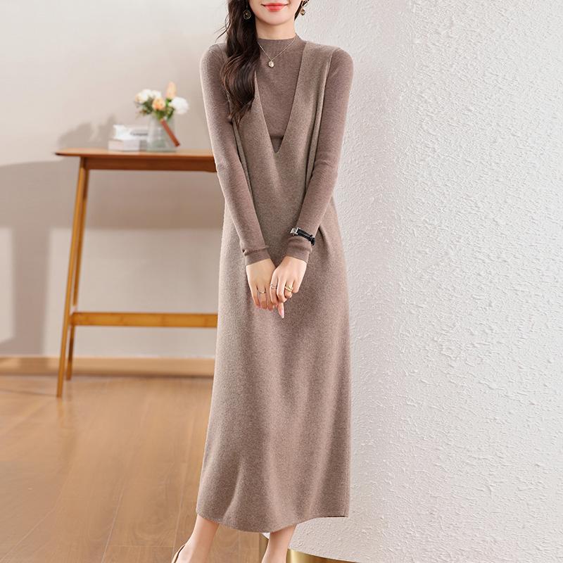Women's Cashmere Dress Qinghe Cashmere 30% Cashmere 70% Wool Autumn and Winter Cashmere Skirt Soft and Warm