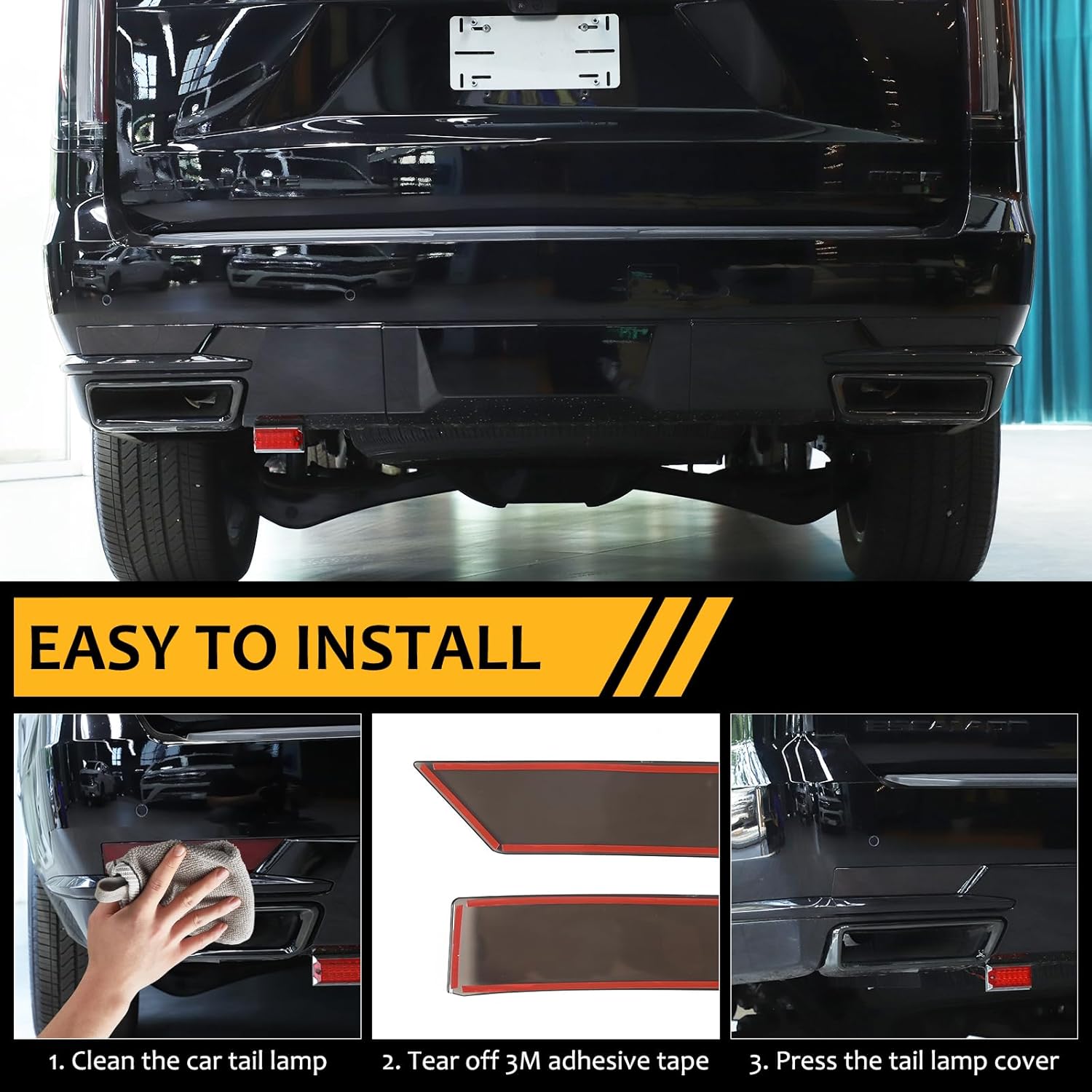 

Rear Fog Lamp Smoked Cover Compatible with Cadillac Escalade 2021 2022 2023, Rear Bumper Lights Trim Cover Accessories