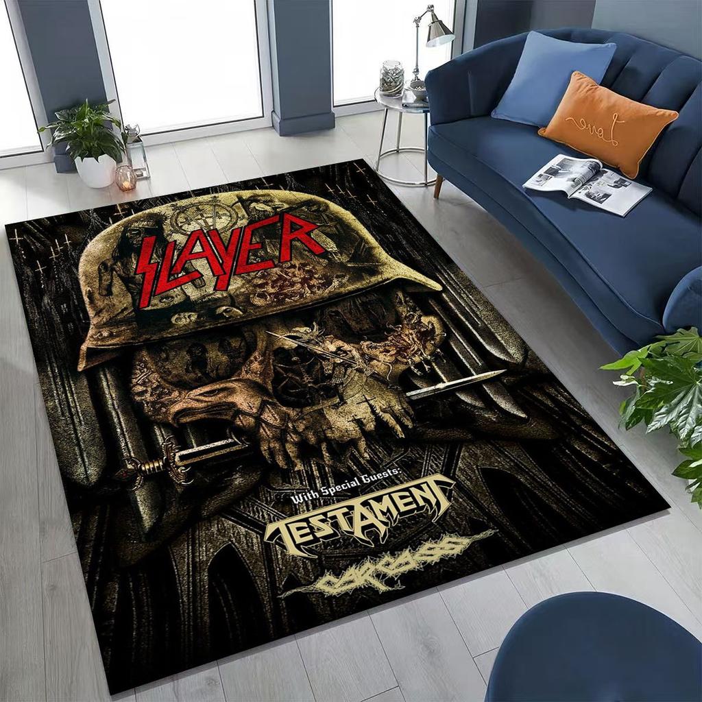 Slayer Heavy Metal Rock Band Skull Art Carpet Rug for Bedroom Living Room Sofa Home Doormat Decor,Large Non-slip Floor Mat