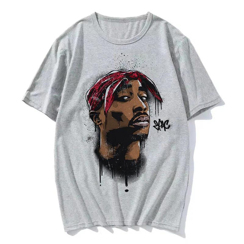 Mode T-Shirt Rapper Tupac Top Hip Hop Streetwear Kurzarm T-Shirt Herren- und Damen-T-Shirts Harajuku Übergröße Kleidung
