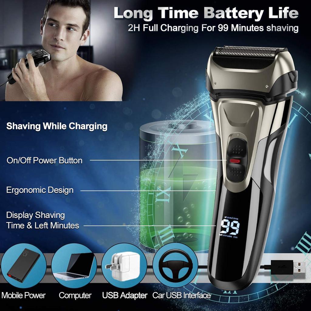 Xiaomi Pop-Up Trimmer Electric Shaver Stainless Steel Shaving Machine Men's 3D Triple Floating Blade Razor Shaver Barber Trimmer FK-605
