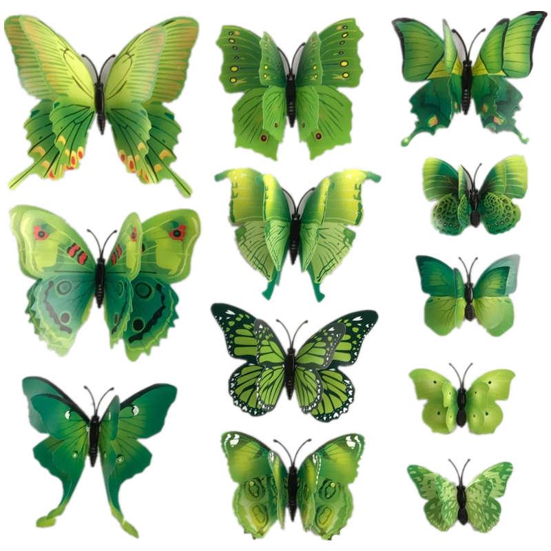 Buy 12pcs/set Double Layer Wing 3D Butterfly Magnet Fridge Decor Wall ...