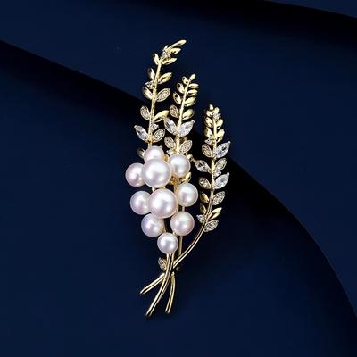 Wheat Ear Brooch, High-end Women's Luxurious and Elegant Pearl Brooch, Light Luxury and Niche Design Sense Brooch