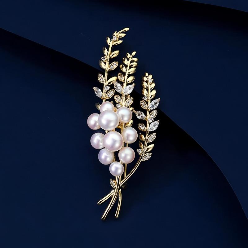 Wheat Ear Brooch, High-end Women's Luxurious and Elegant Pearl Brooch, Light Luxury and Niche Design Sense Brooch