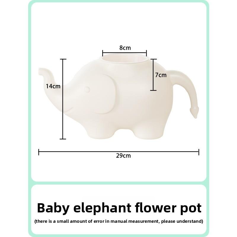 

Plastic Thickened Resin Self-Watering Flower Pot Cartoon Little Elephant Succulent Green Radish Special Creative Desktop Potted