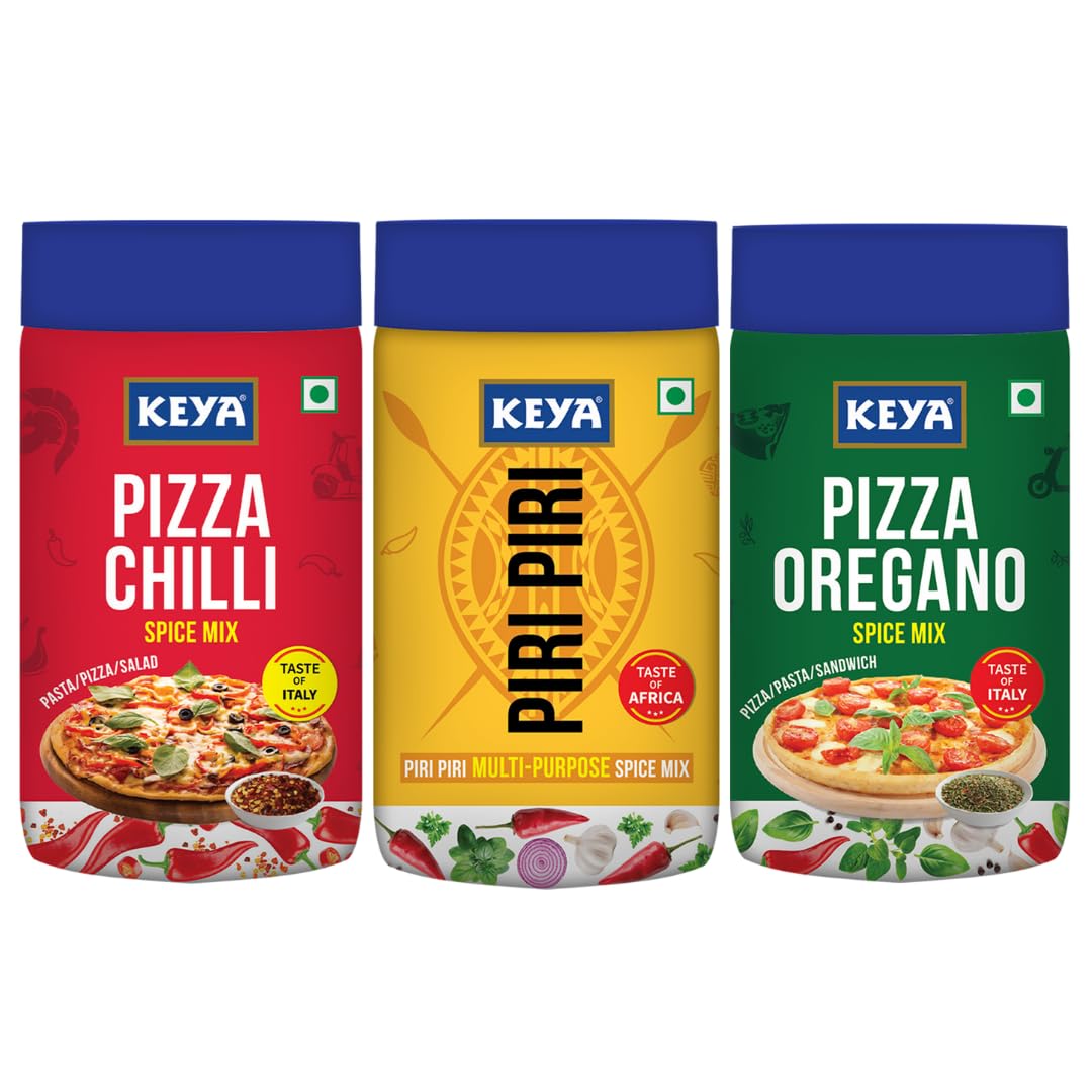 Keya International Sprinklers Combo | Italian Pizza Oregano 75gm | Piri Piri 90gm | Italian Pizza Chilli 60gm | Pack of 3