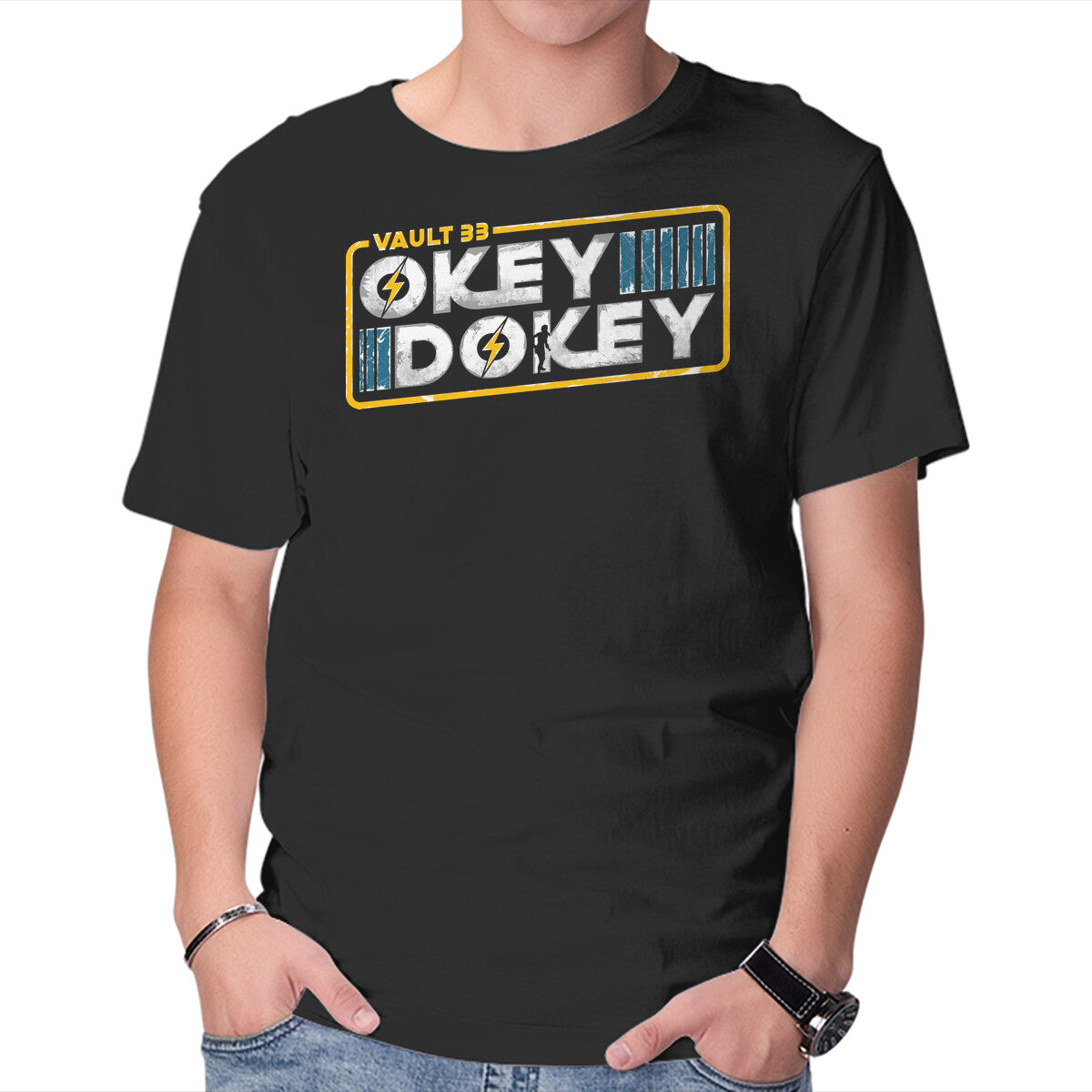 Unisex Crew Neck T-Shirt Okey Dokey Vault 33 Graphic Short Sleeve Casual Tee XS