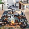 1PC Cowboys Campfire Non-Slip Floor Carpet Compatible for Office&Living Room&Bedroom&Dining room - Flat- Soft & Pattern, Vibrant Colors-W243