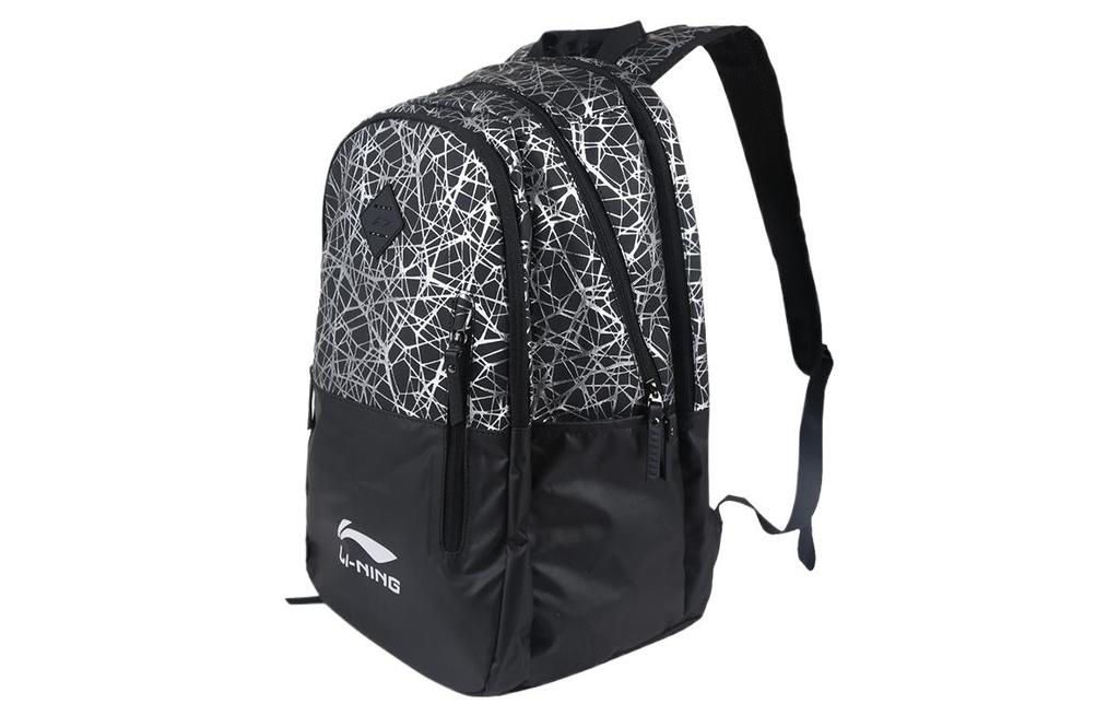Li Ning Fabric Tennis Bag, Sports Bag, Badminton Bag, Backpack Unisex Black Silver ABSQ388-1