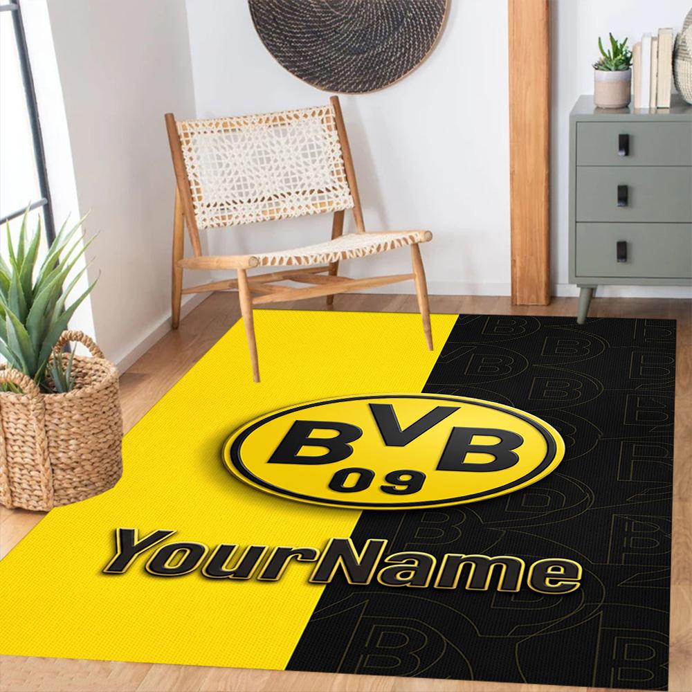 Borussia Dortmund Personalized Name Floor Rug Office Rug Perfect for Hallway Dining Room Dormitory Playrooms Antislip Carpet Decorate Offices