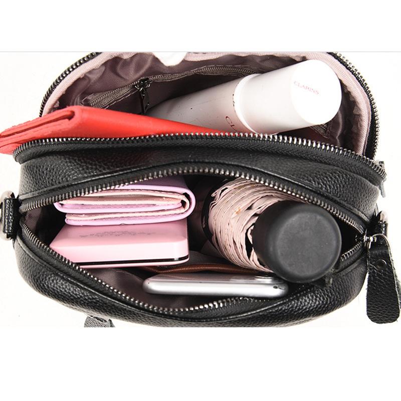 Women's Crossbody Bag, Water-Resistant Solid Color Square Shoulder Bag, Three Layer Zipper Closure Phone Purse Pouch for Women