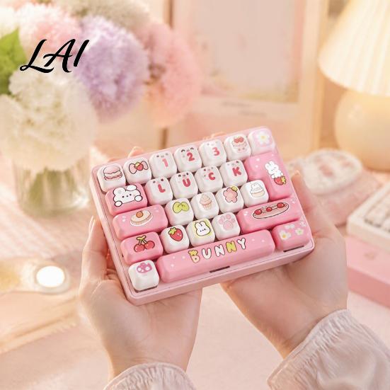26-Key Keyboard Decor Fidget Toy Animal Theme Push Bubble Keyboard Tactile Pressing Toy Stress Relief Mini for Backpack Purse Charm
