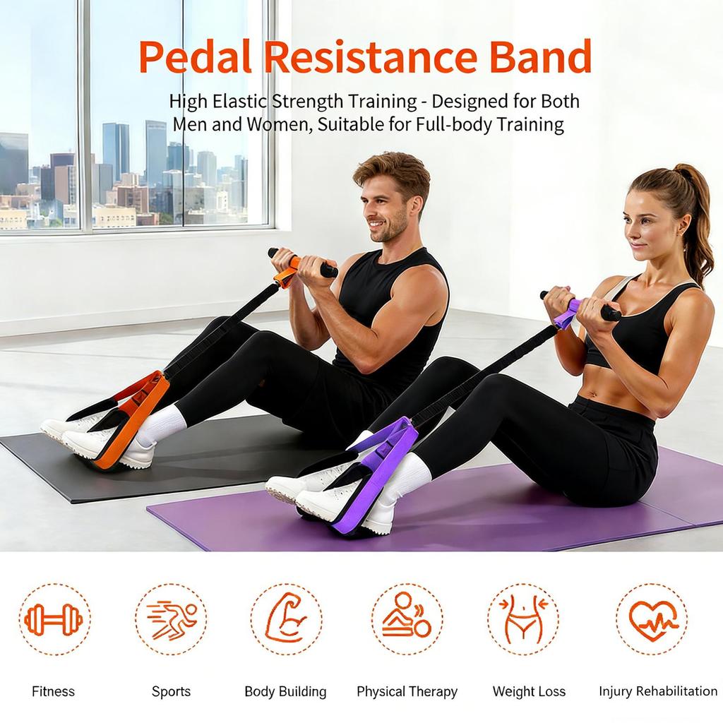 Foot Pedal Resistance Bands Elastic Tension Rope Portable Non Slip Sit Up Exercise Pull for