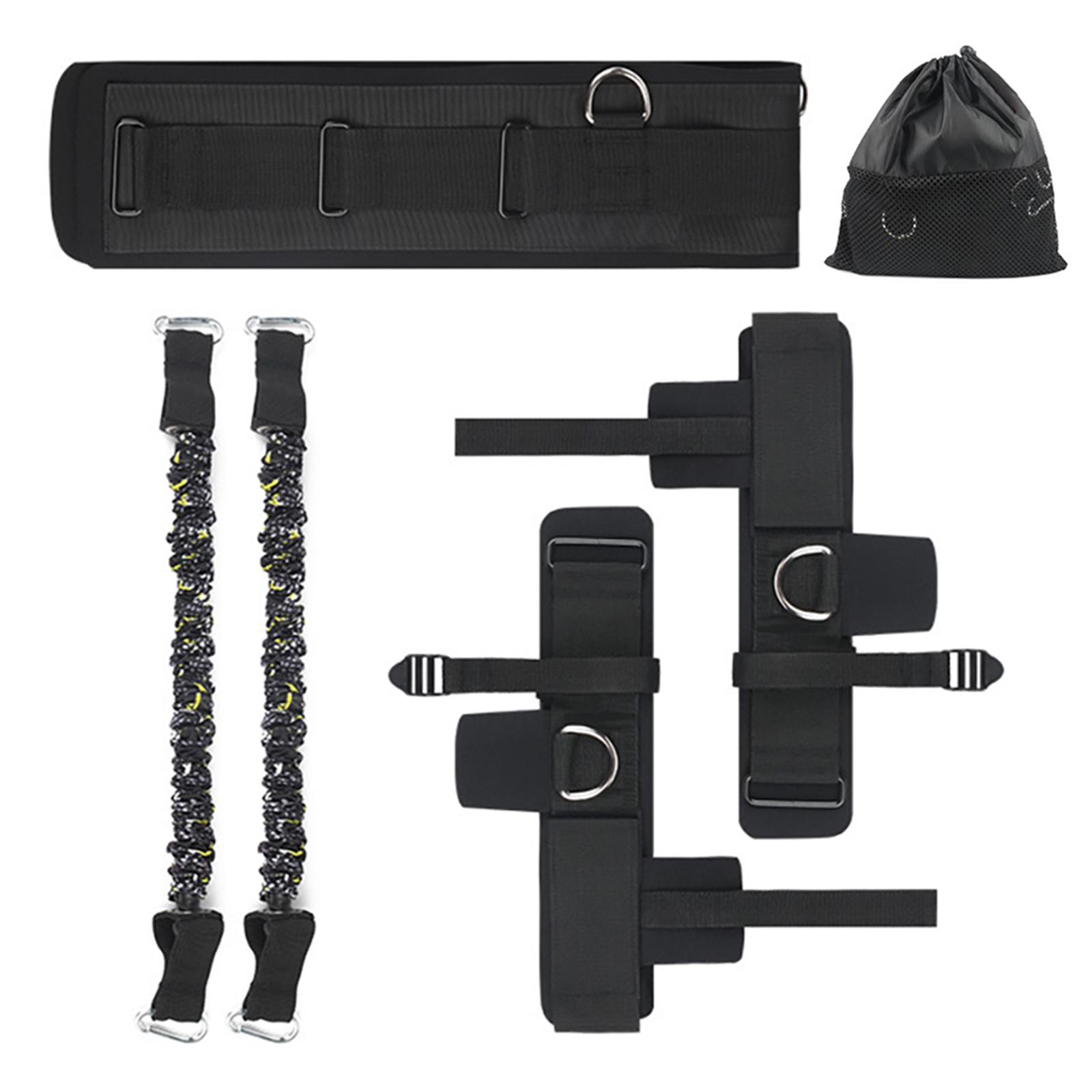 

Тренажер для вертикального прыжка, набор эспандеров для силы ног для тренировок по баскетболу и футболу 75lbs чёрный