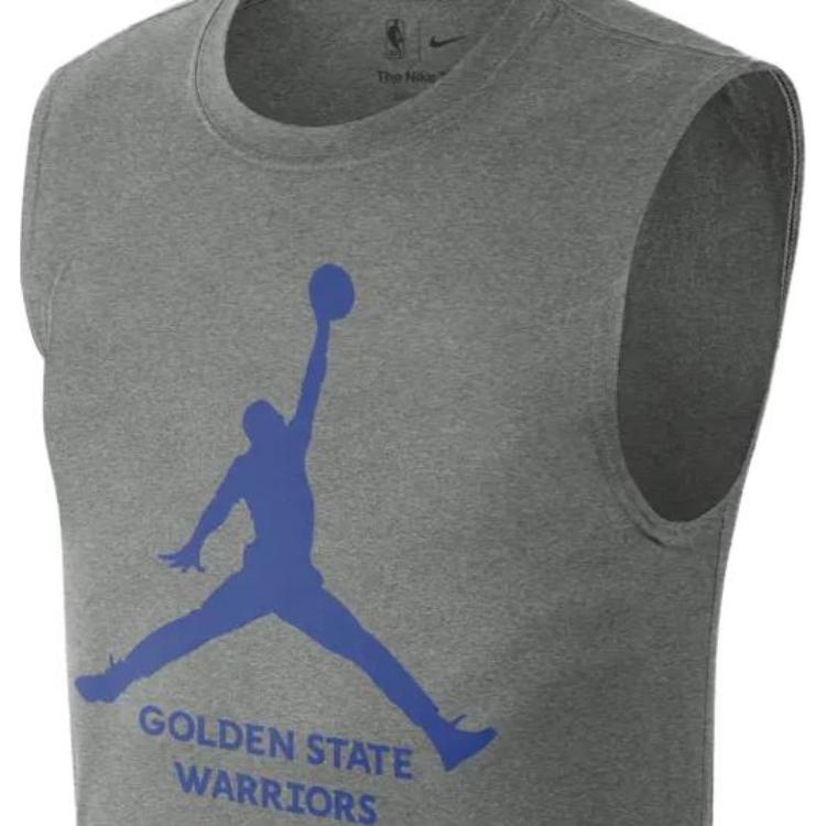Jordan NBA Essential Golden State Warriors Logo Print Quick-Dry Basketball Vest Men Tops Cool-Grey FQ1971-063
