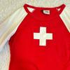 Used archive/chibi T/raglan/Swiss flag/vintage/ringer T-shirt/Y2K