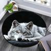 Gray Wolf Round Area Rug,Carpet Rug for Living Room Bedroom Sofa Playroom Decor,Non-slip Floor Mat