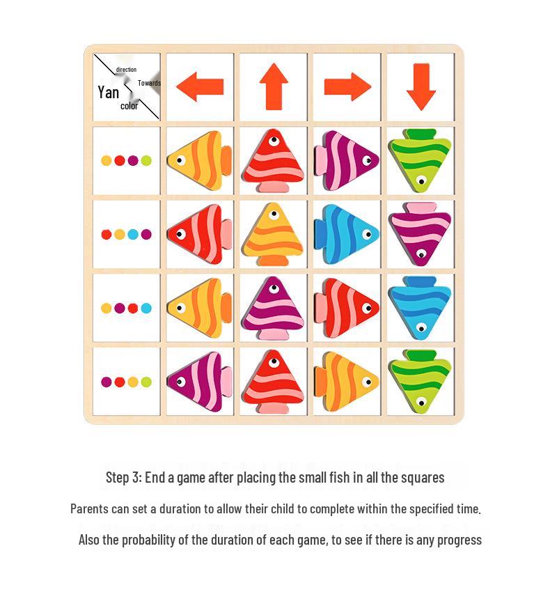 Little Fish Directional Awareness Color Matching Puzzle for Kindergarten Logical Thinking and Early Education