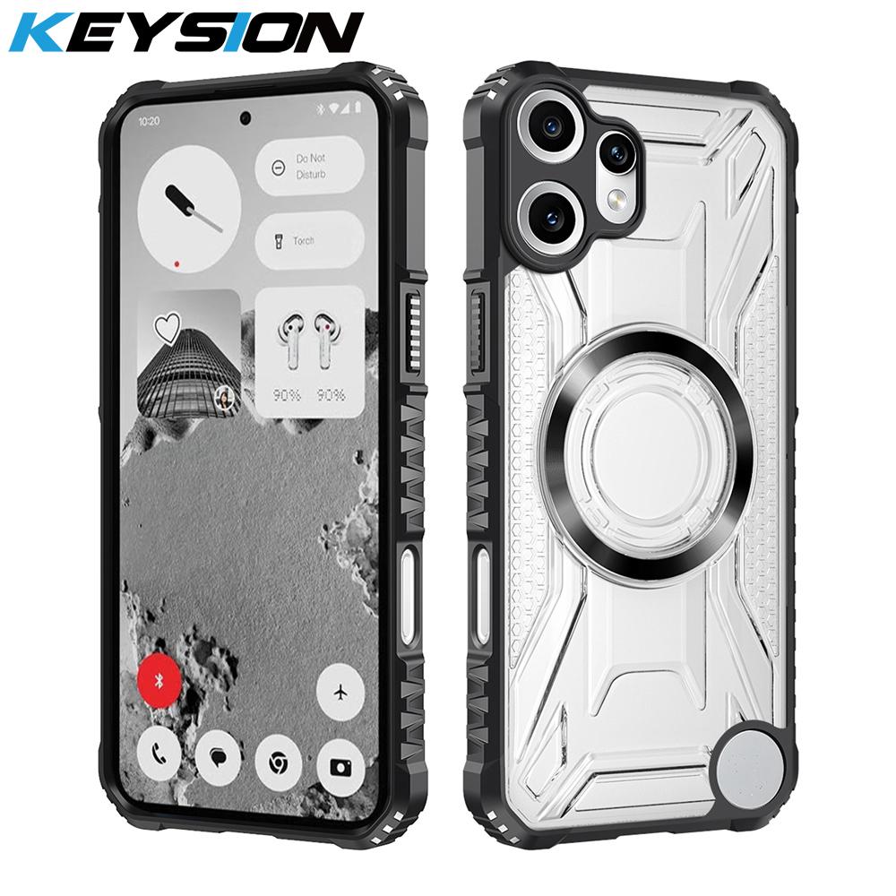 KEYSION Transparent Magnetic Case for Nothing CMF Phone 2 Pro Silicone+PC Heavy Duty Shockproof Phone Cover for CMF Phone 2 Pro