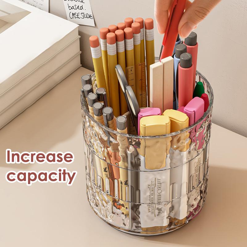 360° Rotating Makeup Brush Holder Luxury Cosmetic Organizer Lipstick Eyebrow Pencil Stationery Holder Eye Shadow Storage Box