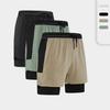 In-Stock Men's Sporty Quick-Dry Two-Piece Woven Shorts with Liner, Mid-Length, Anti-Exposure, Sweat-Absorbing.