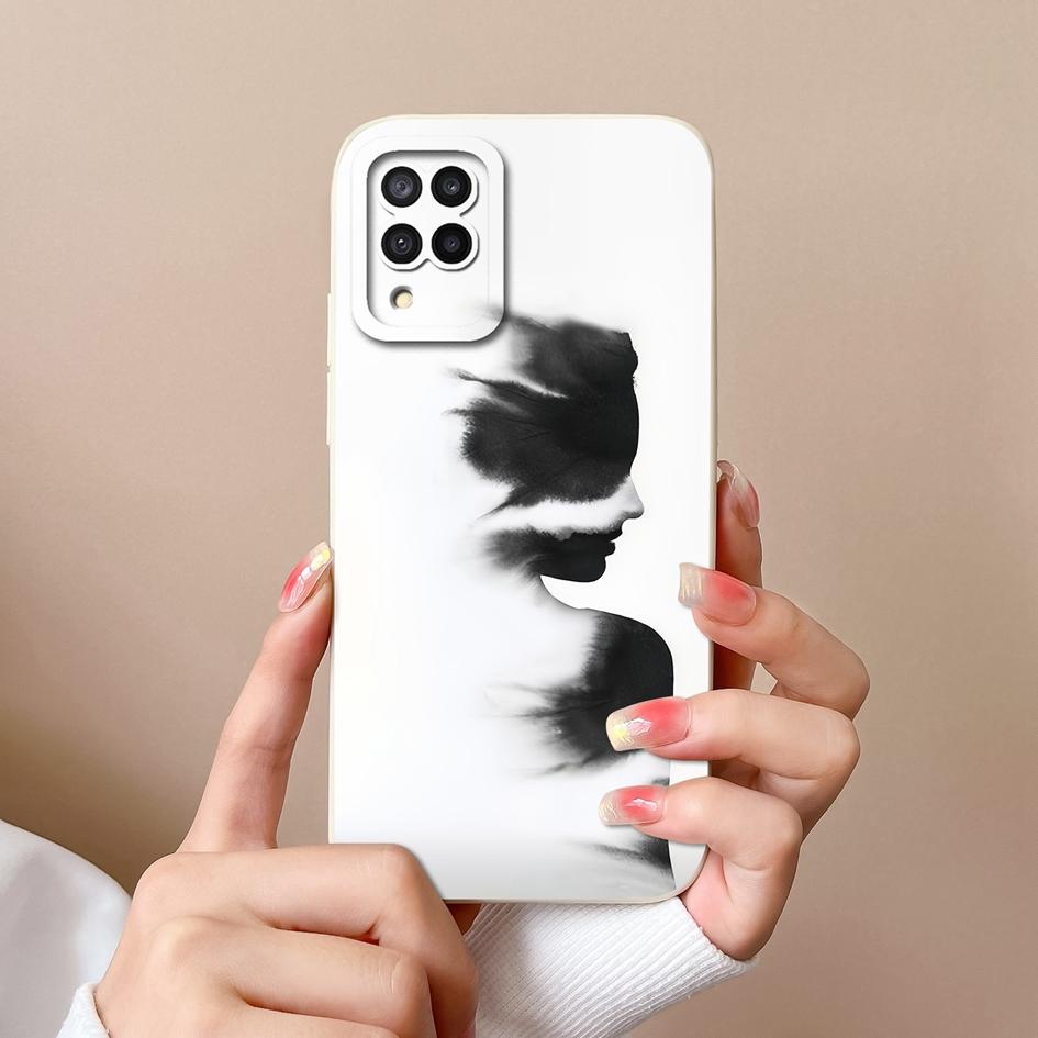 Telefonabdeckung Neu für Samsung M12 A02 A03 Core A04 A10 A13 A14 A20S Hülle Niedliches Kaninchen Matt Weiche Flüssigkeit Silikon Displayschutzhülle für Samsung Capas