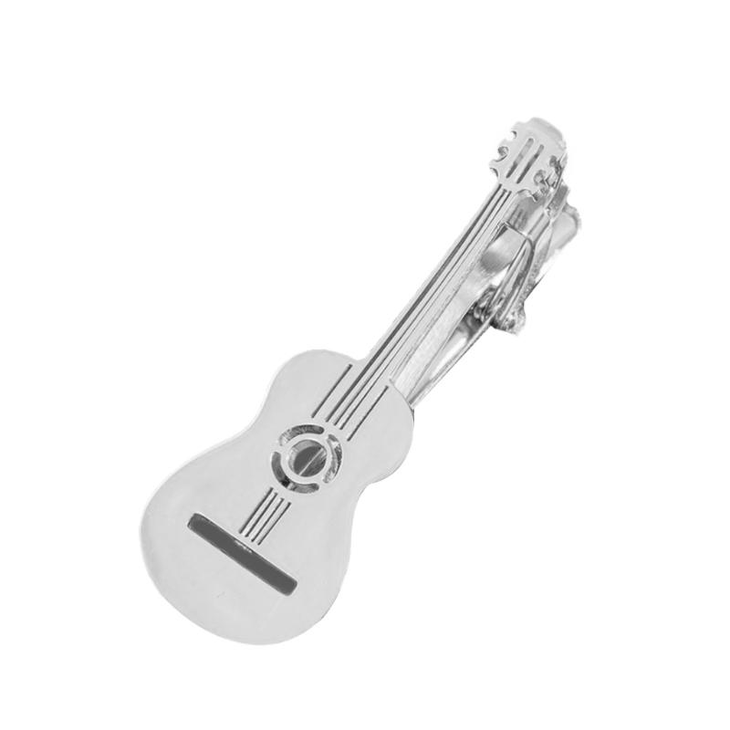Creative Metal Punk Guitar Tie Clip Instrument Music Note Tie Pin Piano Key Necktie Buckle for Men's Necktie Accessories